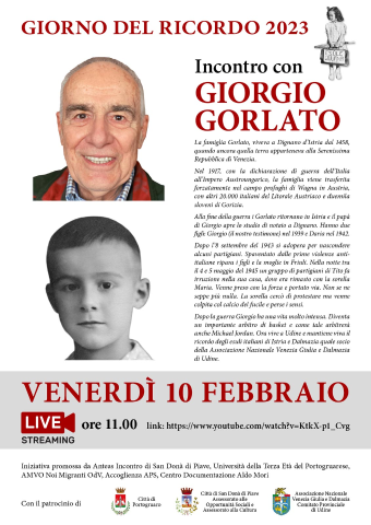 Giorno del ricordo 2023: incontro con Giorgio Gorlato